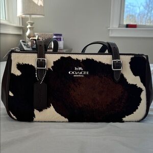 Coach Black and Brown Cow Print Bag